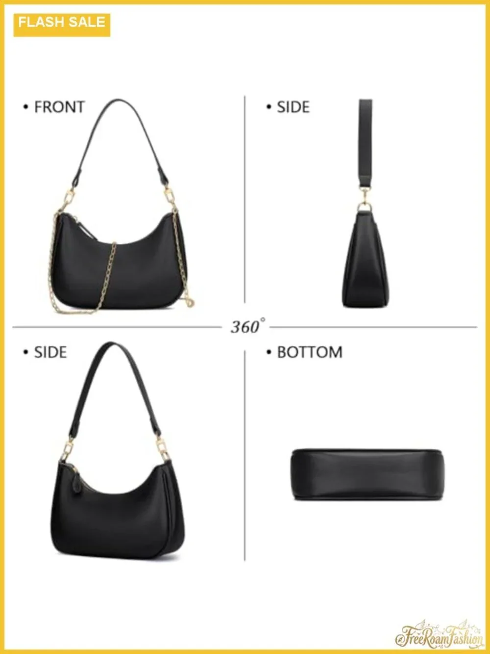 Cute Hobo Shoulder Bag for Women | PU Leather Underarm Purse with Chain Strap |